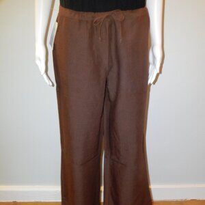 Guy Harvey Womens Linen Beach Wide Leg Brown Pants XL NWT